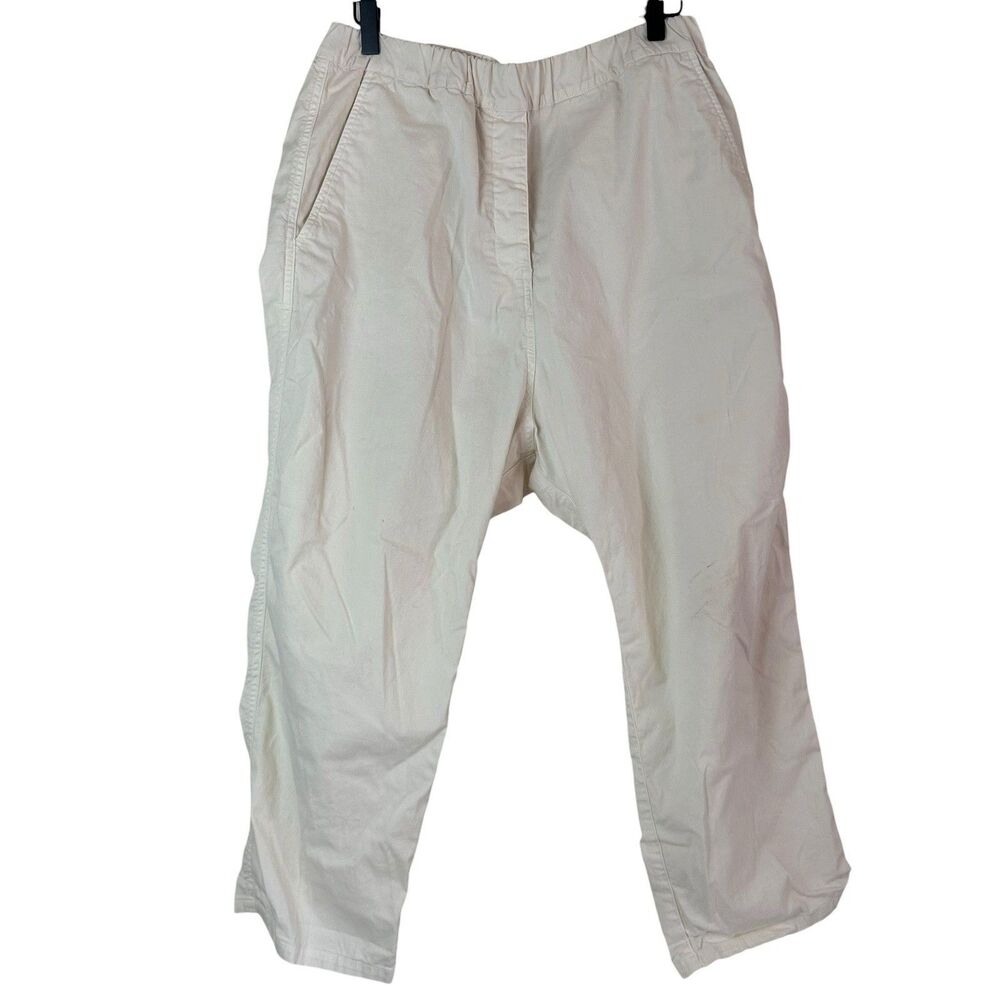 Nili Lotan Casablanca Pant Eggshell Womens Sz L/XL Drop Crotch Crop Minimalist